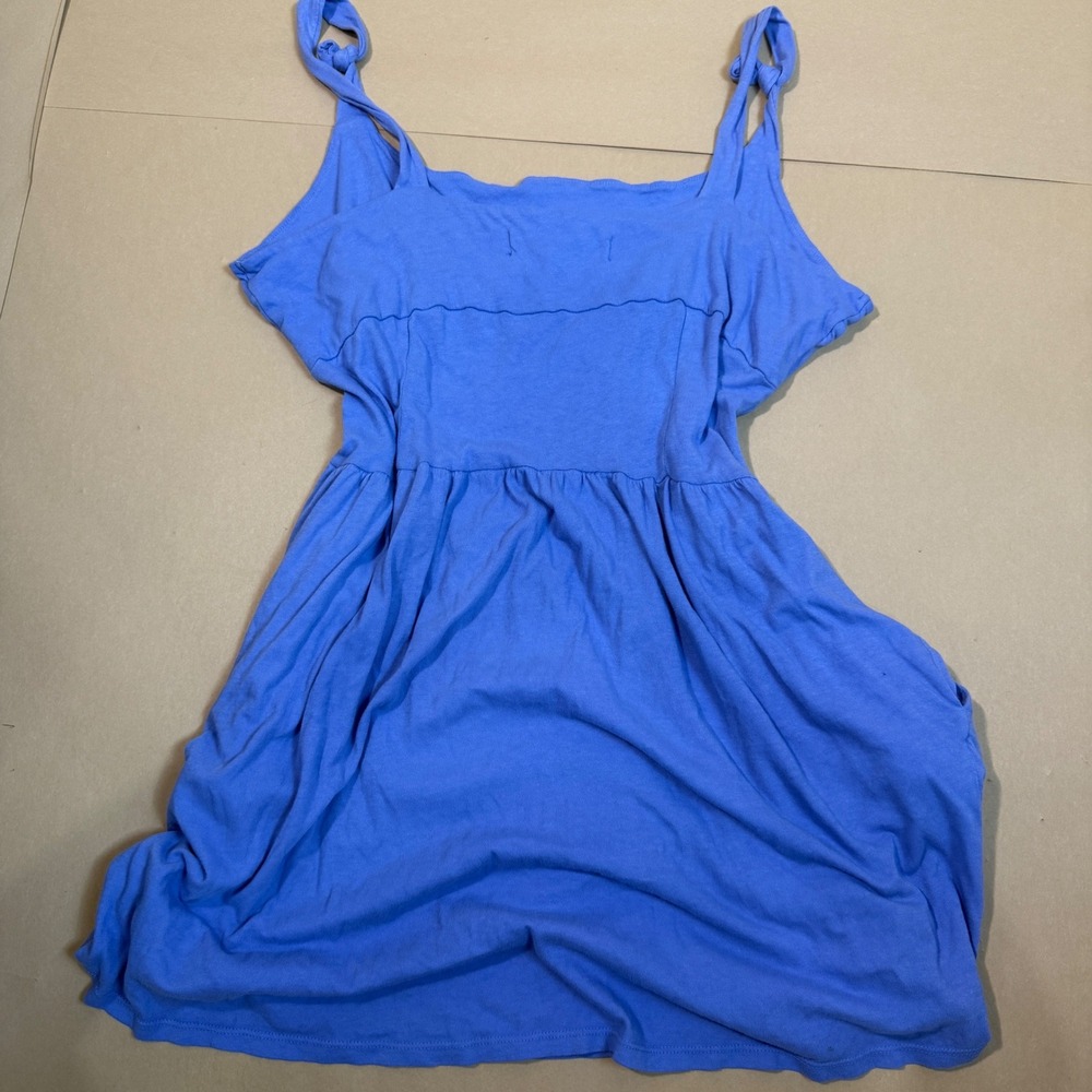 FP Beach Free People Blue Mini Dress Tie Strap Sleeveless Casual Summer - Picture 4 of 4